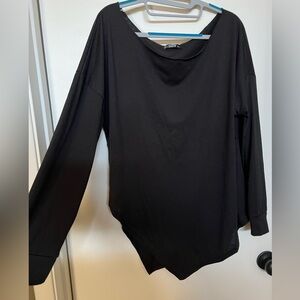 SHEIN Black Asymmetrical Long Sleeve Blouse